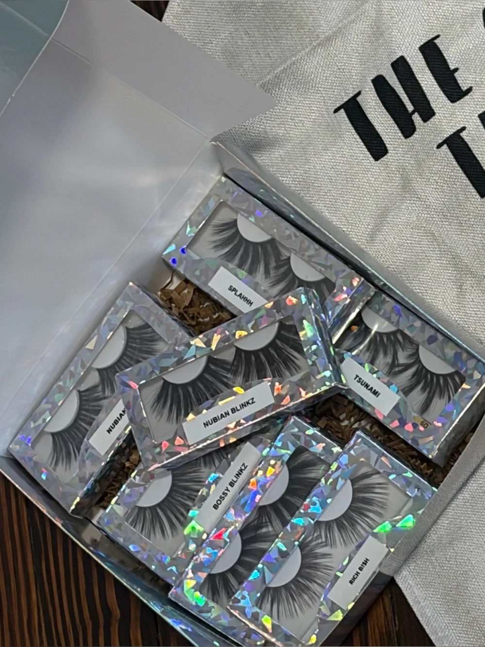 Canvas Makeup Apron with Black Eyelash Print - 7 assorted lash bundle